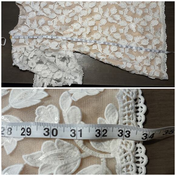 HELSI Christy Scalloped Floral Applique Mini Dress Size Medium - Picture 9 of 15